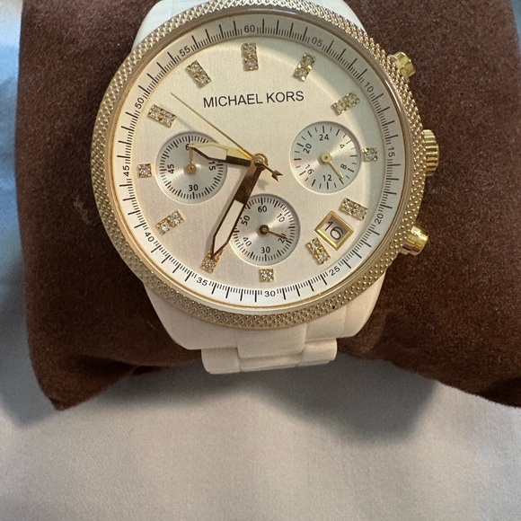 Michael Kors Gold and White Chronograph Watch